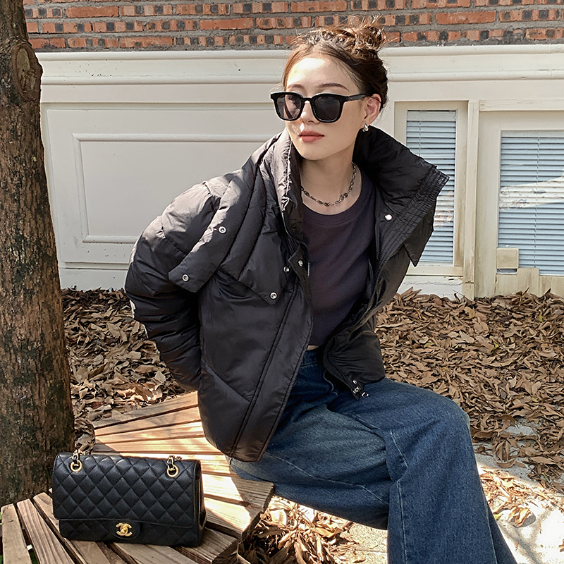 實拍2023年新款短款棉襖冬季羽絨棉服女oversize外套小個子麵包服