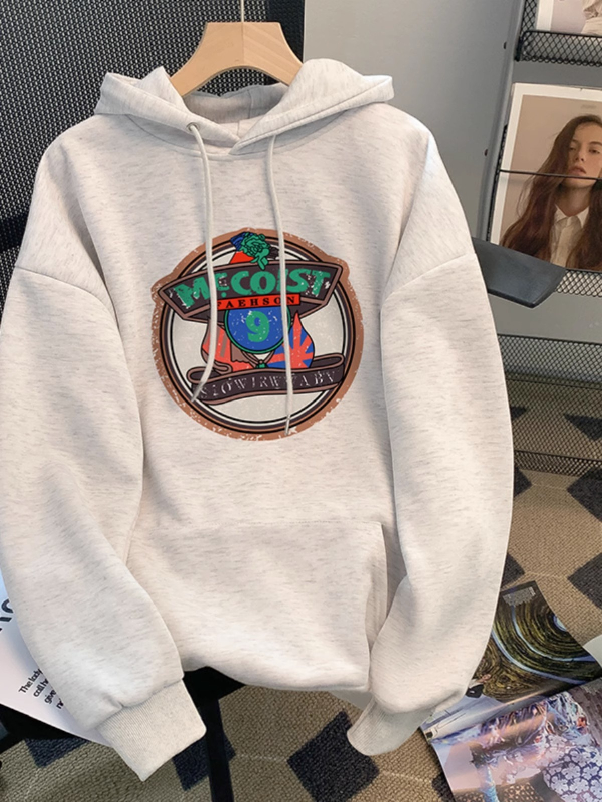 Anti-cotton Chinese cotton composite milk silk 300g/silver fox velvet 400g hooded sweatshirt for women