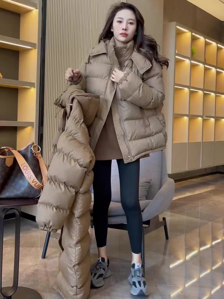 Mengtingjia Down Cotton Jacket Women's Simple Style Warm Bread Jacket 2023 Winter New Thickened Jacket