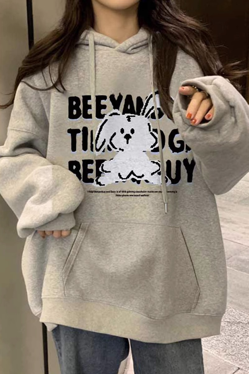 Anti-cotton Chinese cotton composite milk silk 300g/silver fox velvet 400g hooded sweatshirt for women