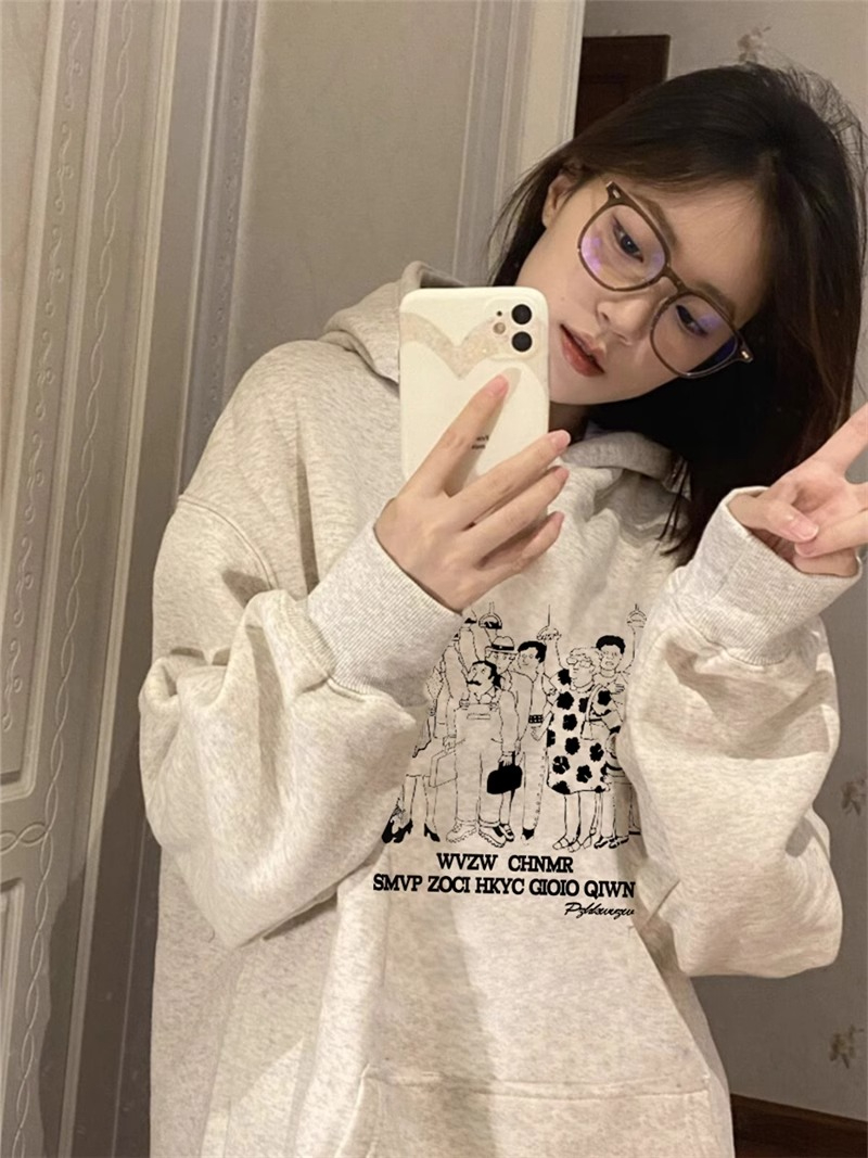 Anti-cotton Chinese cotton composite milk silk 300g/silver fox velvet 400g hooded sweatshirt for women
