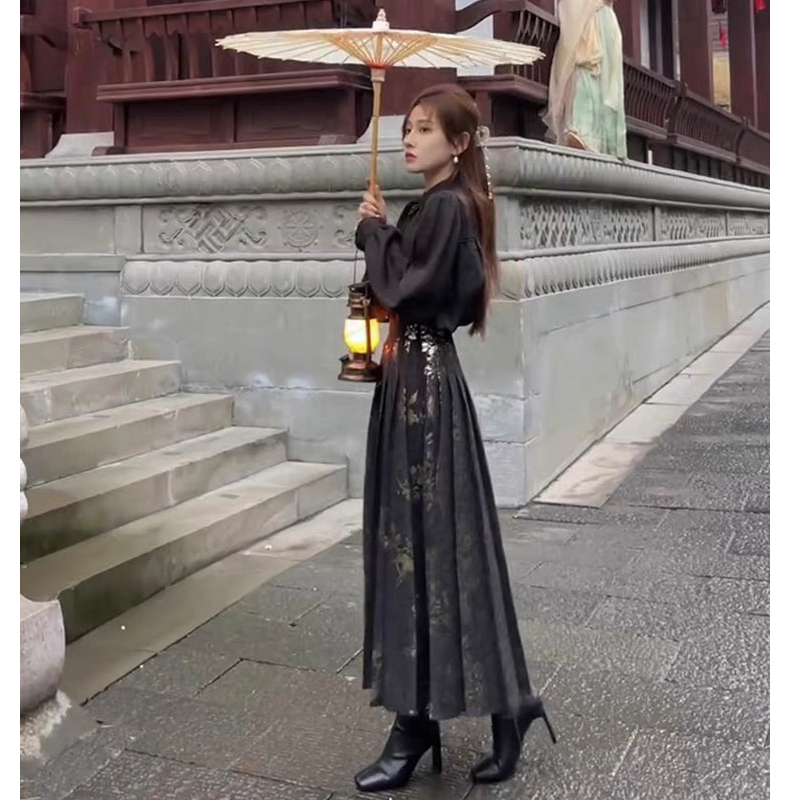 婷婷錦繡山河年度款!燙金提花 新中式自製馬面裙23TQ089