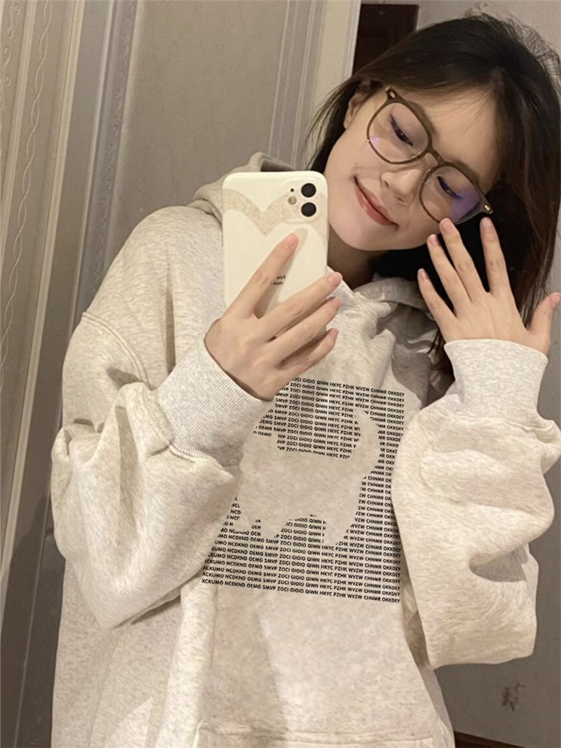 Anti-cotton Chinese cotton composite milk silk 300g/silver fox velvet 400g hooded sweatshirt for women