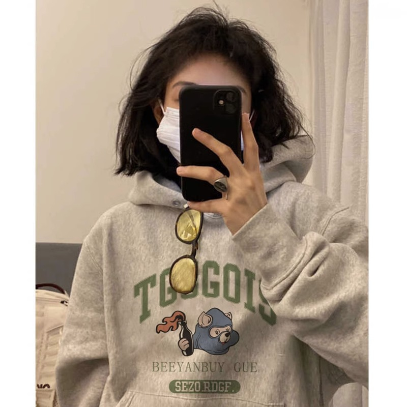 Anti-cotton Chinese cotton composite milk silk 300g/silver fox velvet 400g hooded sweatshirt for women