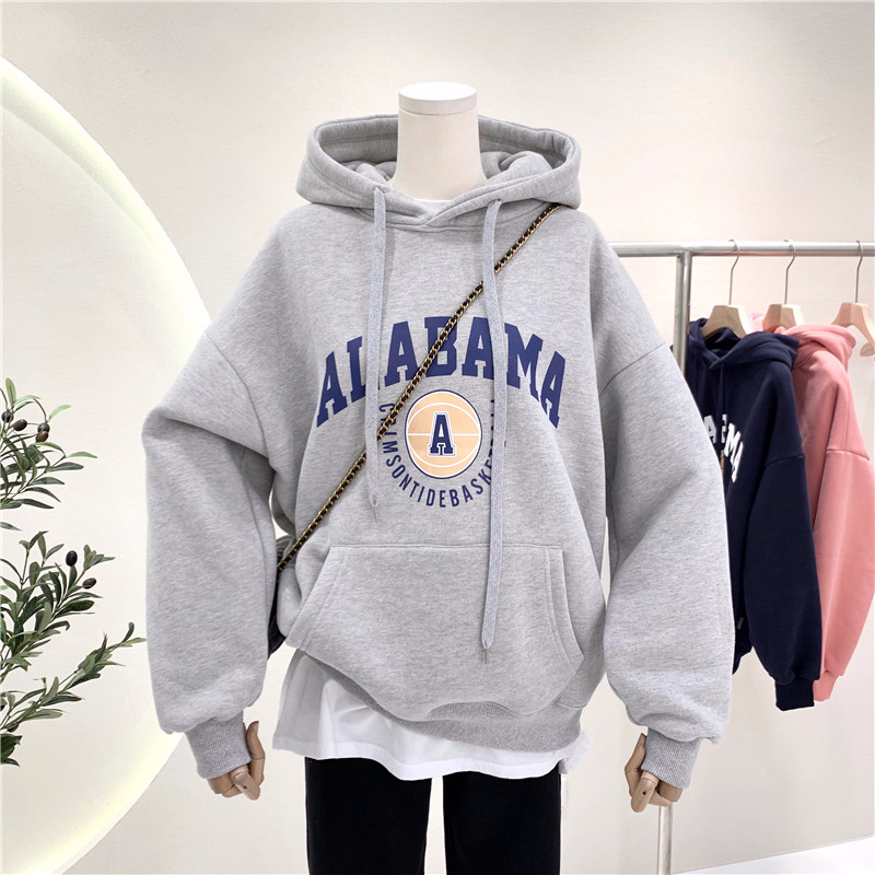 2023 New Loose Fashionable Women's Clothing, Velvet 250g / Large Hooded Autumn and Winter Sweater Women's Velvet