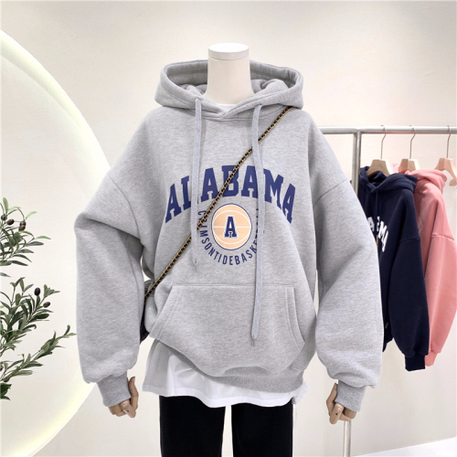  New Loose Fashionable Women's Clothing, Velvet 250g / Large Hooded Autumn and Winter Sweater Women's Velvet