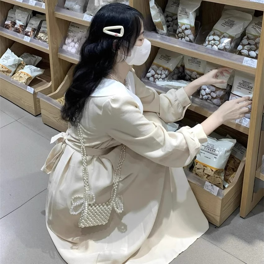 145小矮個子甜美法式連衣裙女收腰a字中長款xs溫柔風顯高穿搭春秋