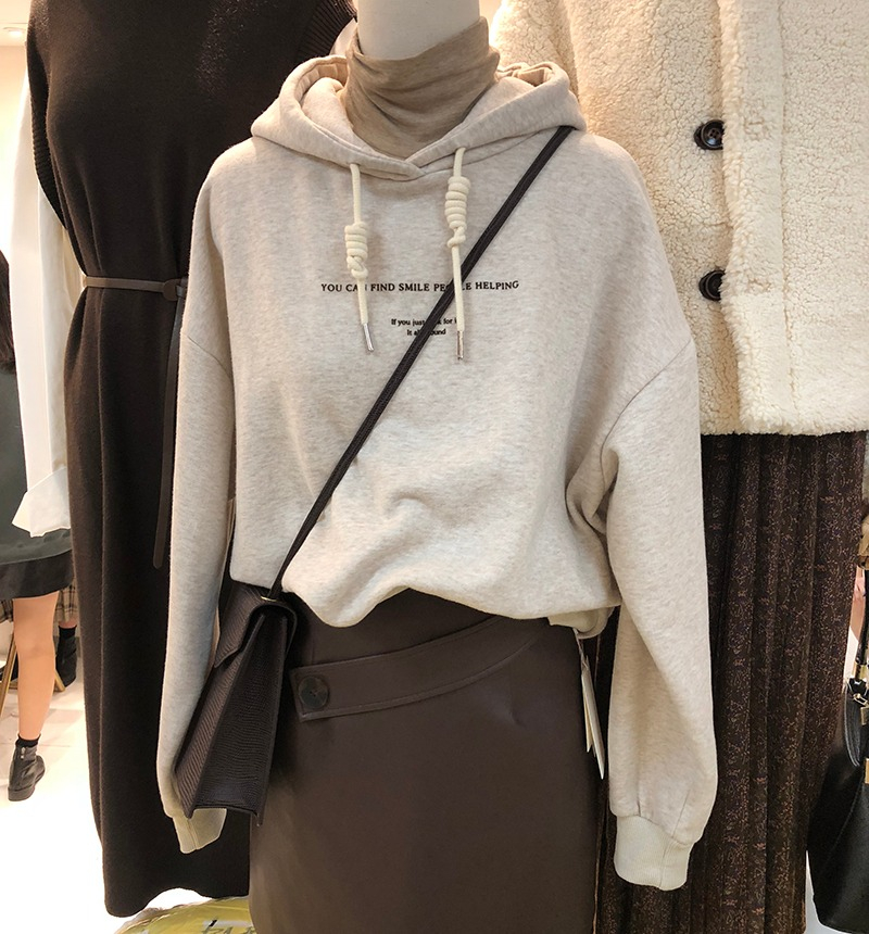 Official photo fleece 250g / David's hooded autumn and winter sweatshirt for women plus fleece