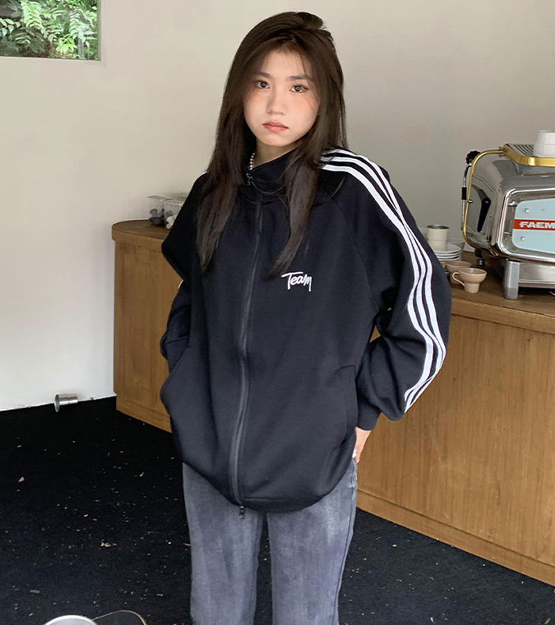 後包領雙層帽不起球配棉螺口 仿棉華棉複合310剋薄款衛衣女刺繡