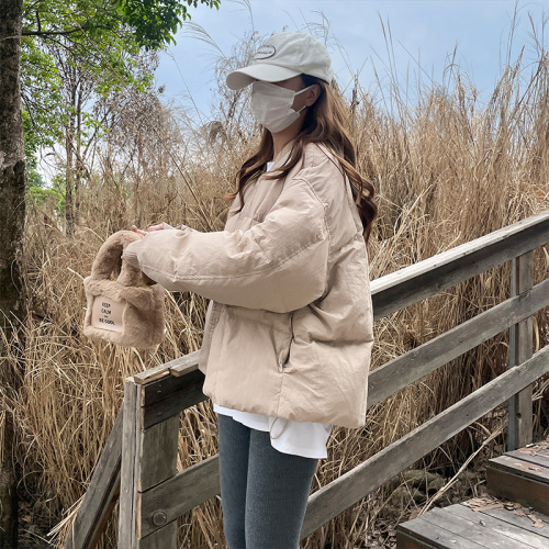 Actual shot of 2023 new baseball collar short winter thickened and warm down cotton coat for small women.
