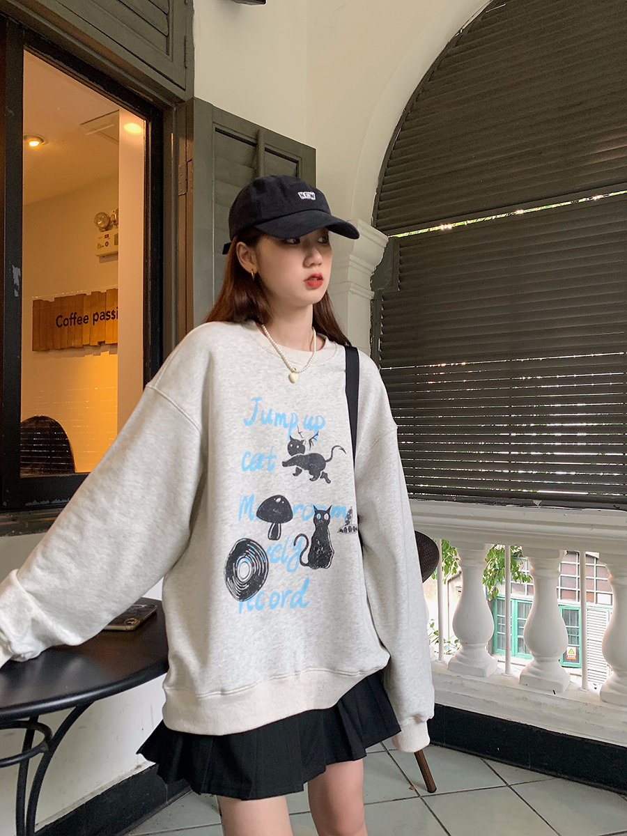 2023年新款寬鬆休閒  秋裝薄款衛衣女大碼 後包領 拉肩線 M-XXXL