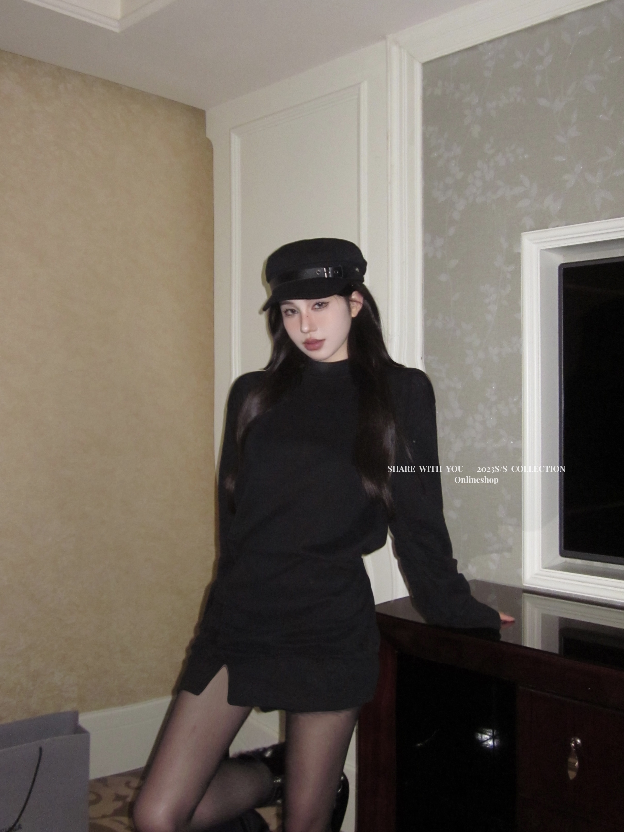 實拍 美式辣妹假兩件基礎衛衣連衣裙