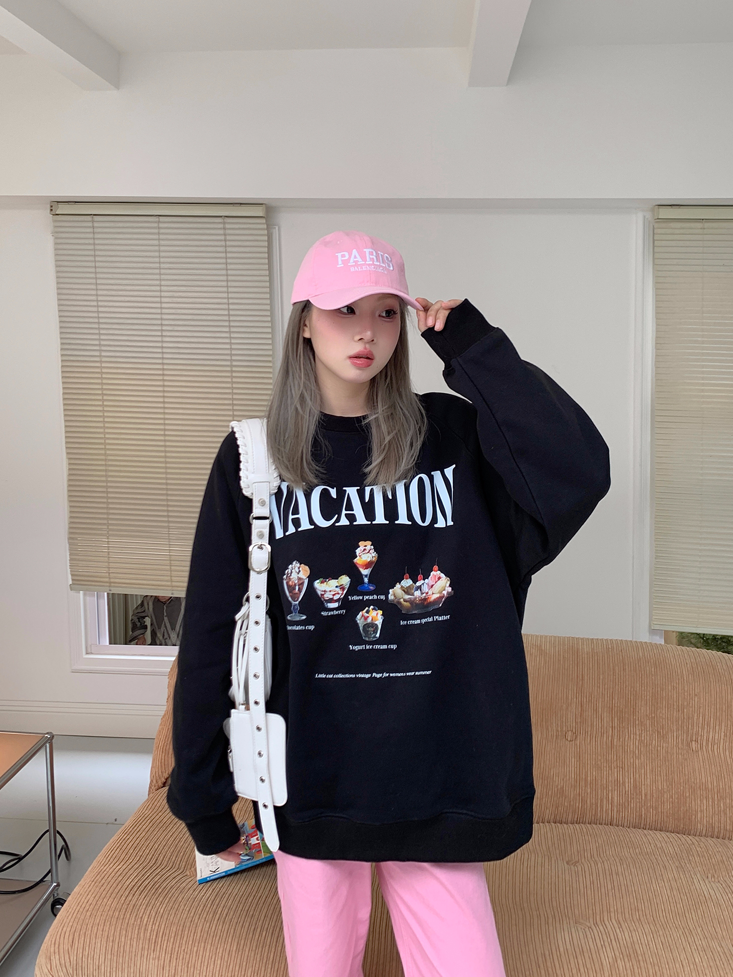 秋裝薄款衛衣女大碼 後包領 拉肩線 M-XXXL