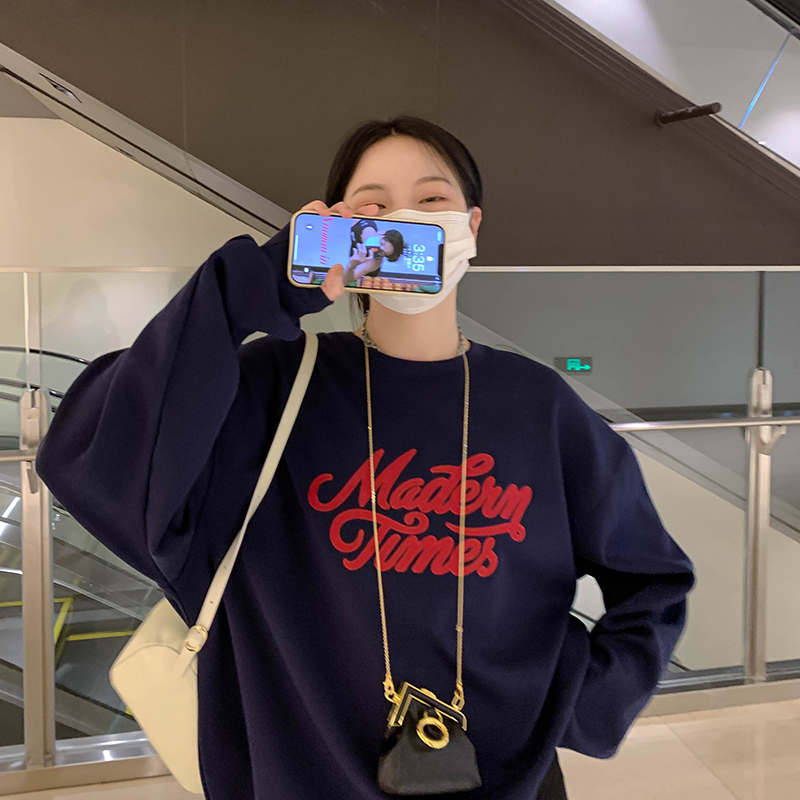Official photo plus velvet 250g / David's round neck autumn and winter sweatshirt for women plus velvet