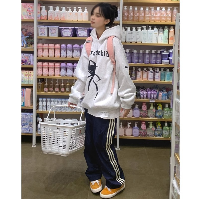 後包領雙層帽不起球配棉螺口 仿棉華棉複合310剋薄款衛衣女印花