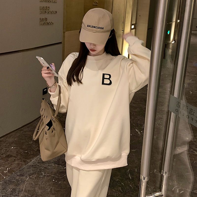 2023 Autumn and Winter Fashion Sweater Set Women's Simple Letter Sweater + Sports Pants Casual Sports Style Two-piece Set