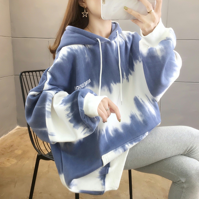 實拍秋冬複合320克保暖加絨加厚中長款寬鬆大碼連帽衛衣女