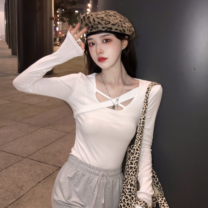 實拍  有氨德絨 磨毛 長袖T恤女設計感打底衫女韓版