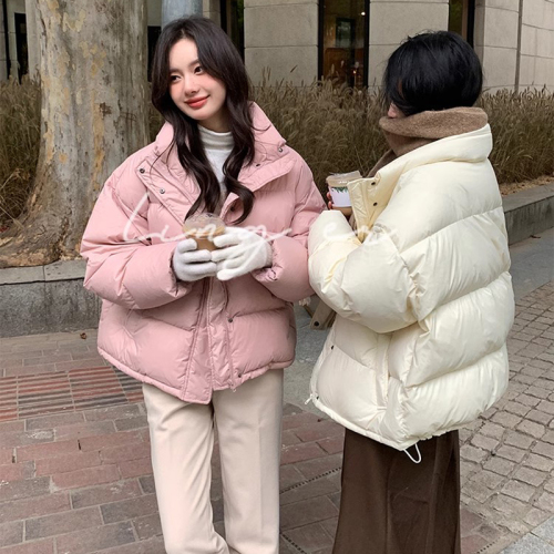 Bai Ling'er down jacket women's 2023 new short style small breasts Korean version light cotton coat bread coat