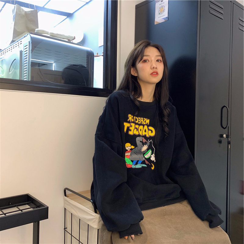Official Photo Autumn Thin Sweatshirt Women's Large Size Back Collar Shoulder Line M-XXXL