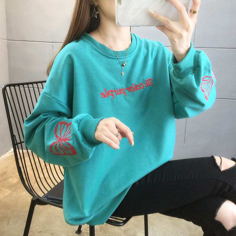 實拍大媽女裝棉衛衣2023秋季新款圓領寬鬆遮肚加大碼衛衣女潮