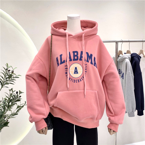  New Loose Fashionable Women's Clothing, Velvet 250g / Large Hooded Autumn and Winter Sweater Women's Velvet