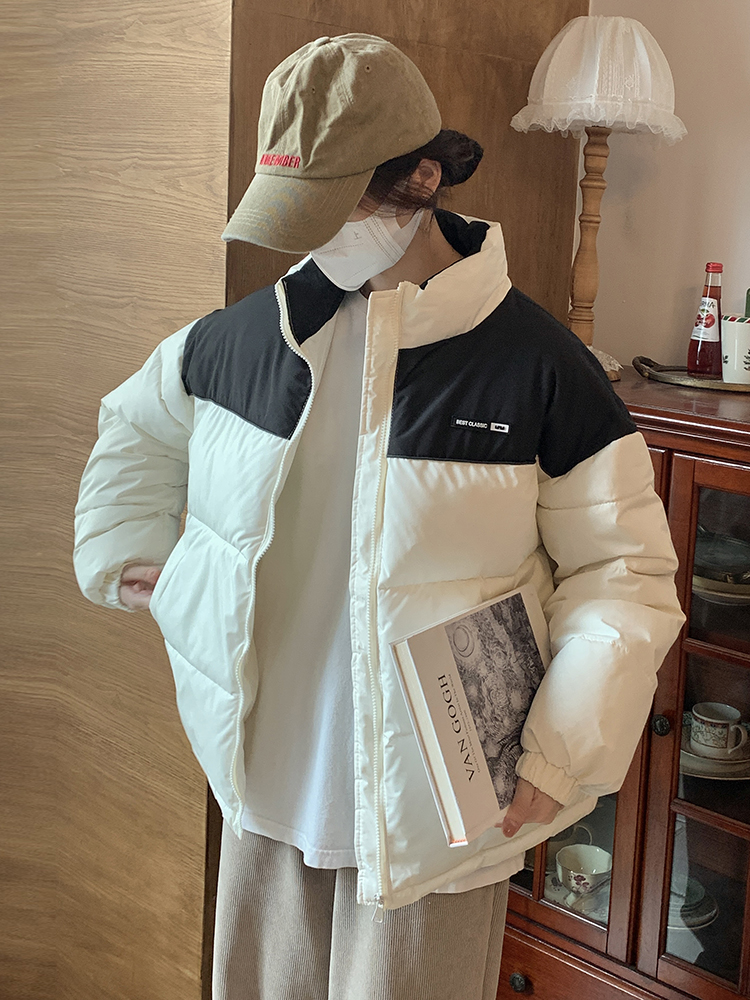 Real shot of light and thin down cotton coat for women 2023 autumn and winter new style loose and small stand-up collar cotton coat bf jacket and cotton coat