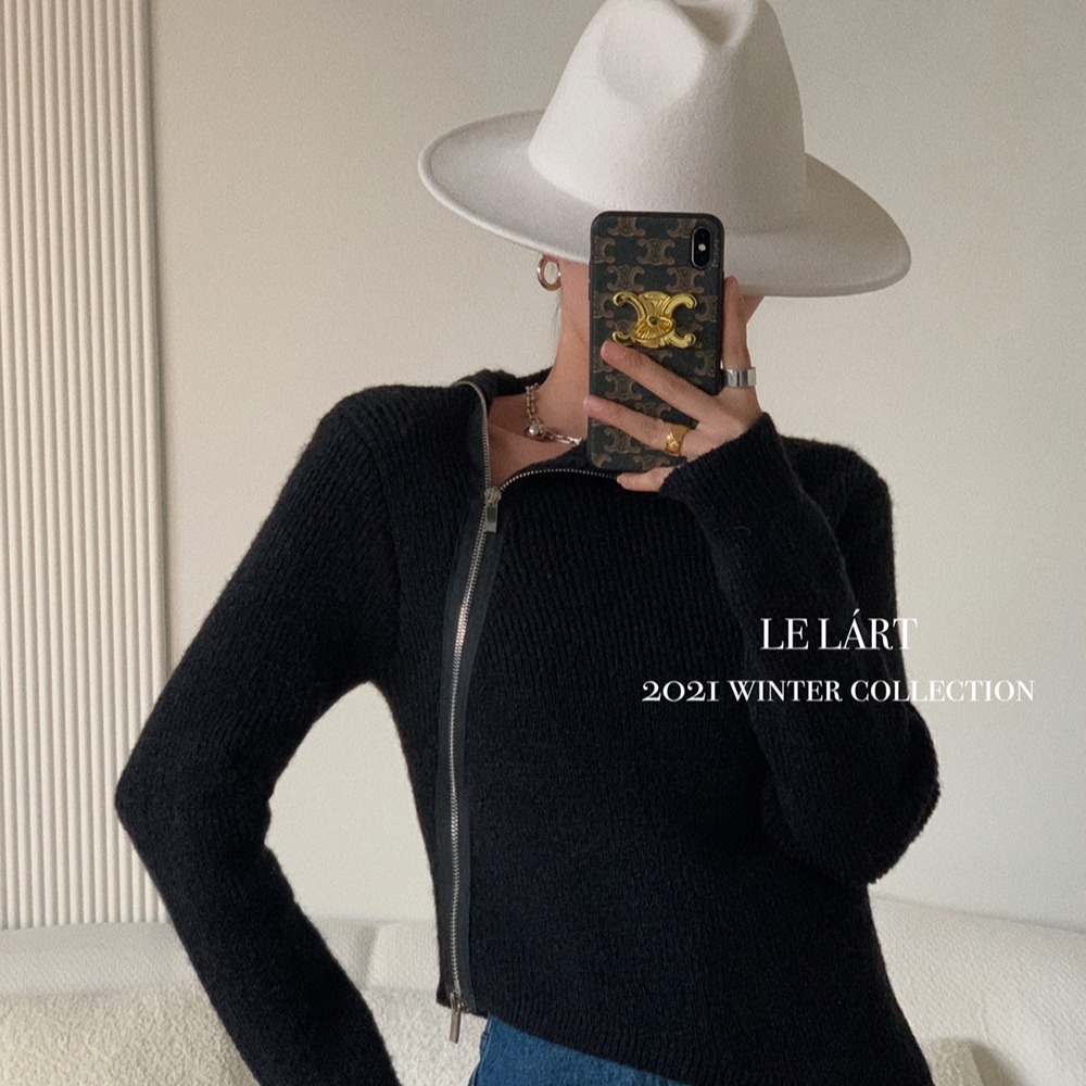 不規則短款高腰毛衣女獨特設計感小眾拉鏈高領內搭秋冬針織打底衫
