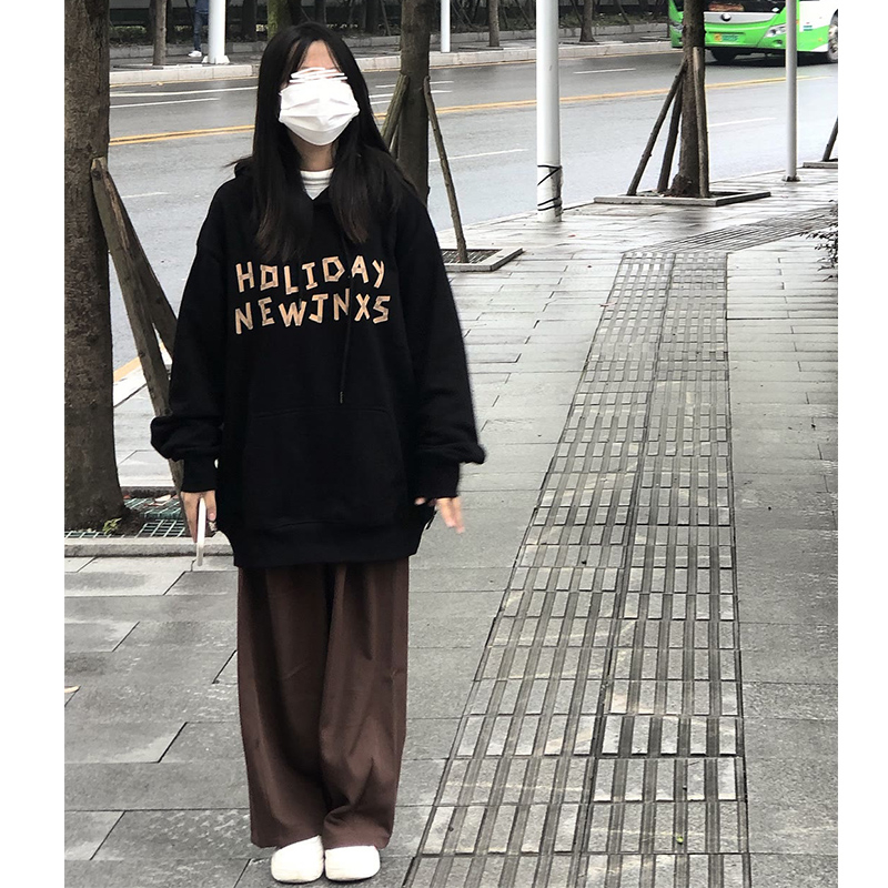 Official photo fleece 250g / David's hooded autumn and winter sweatshirt for women plus fleece