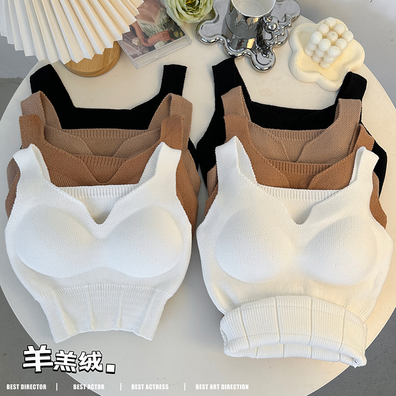 實拍 保暖背心女免穿內搭打底秋冬加厚美背吊帶小胸內衣無痕