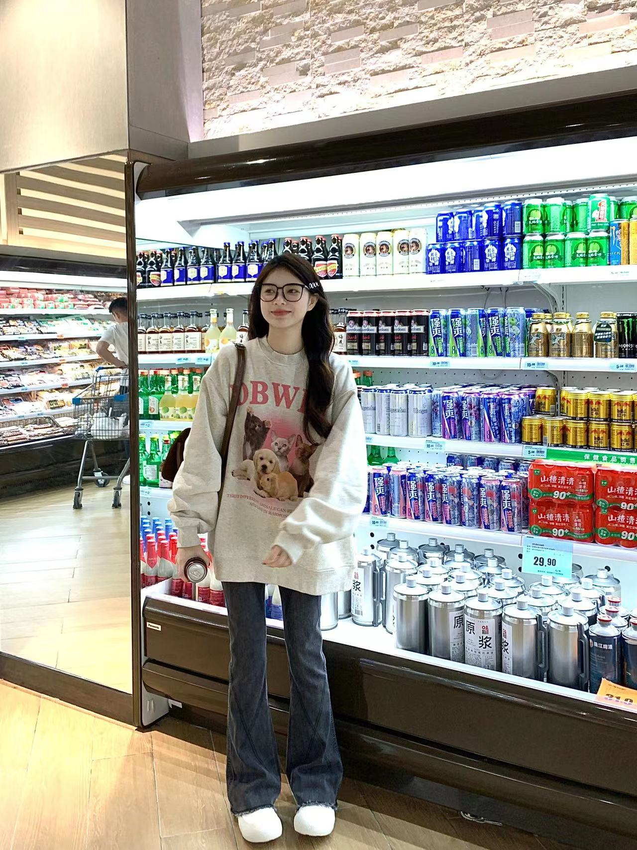 防棉華棉複合牛奶絲300克/銀狐絨400克圓領衛衣女