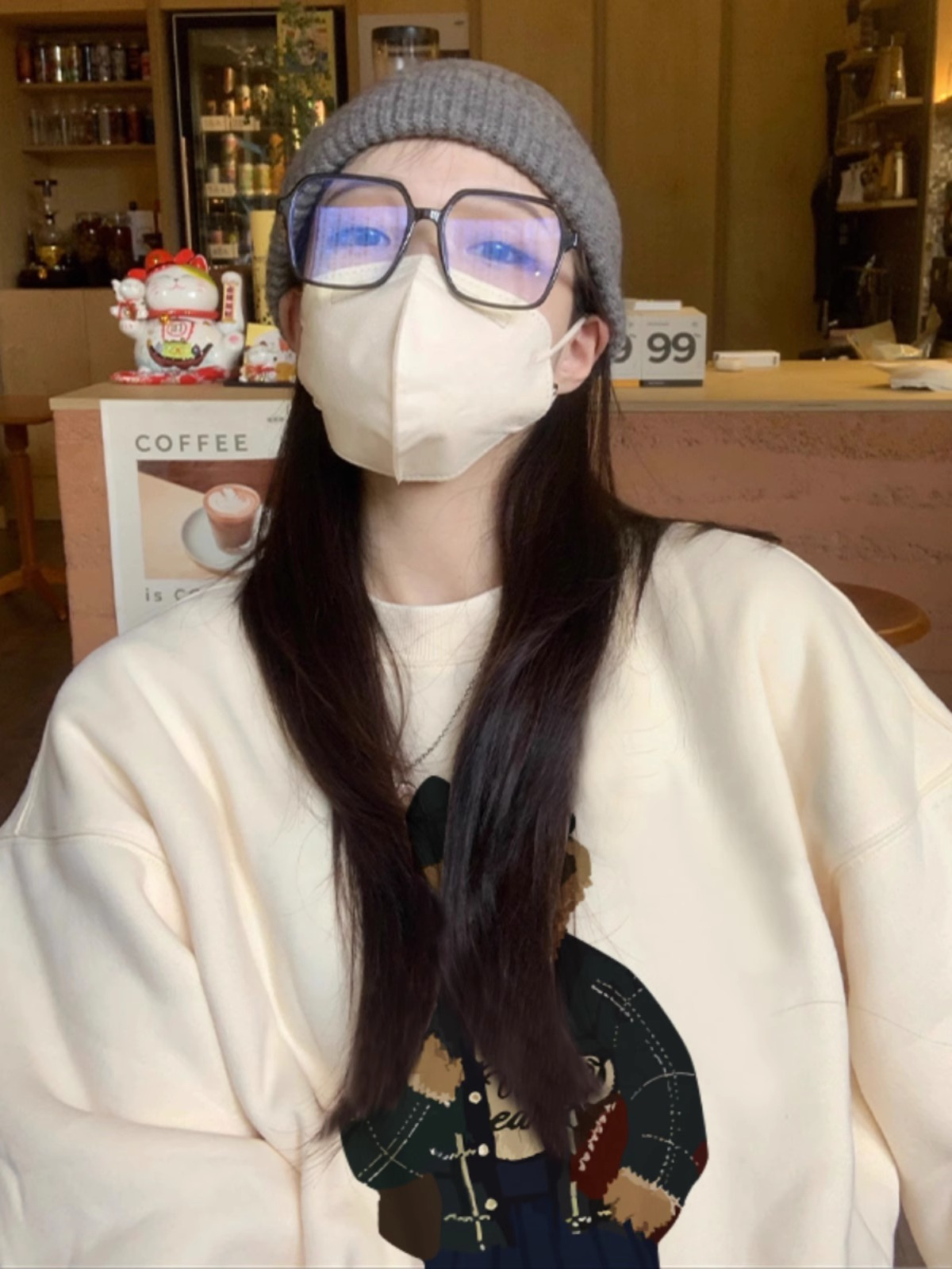 防棉華棉複合牛奶絲300克/銀狐絨400克圓領衛衣女