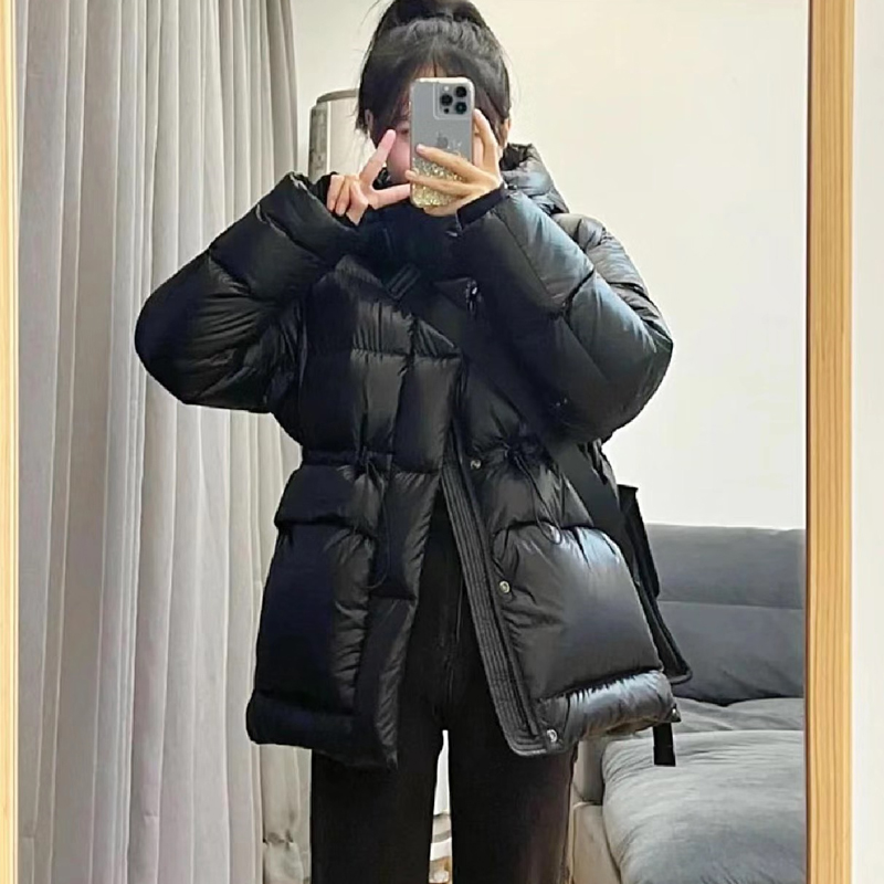 2023新百搭韓系黑金羽絨棉服女短款小個子收腰顯瘦加厚麵包服外套