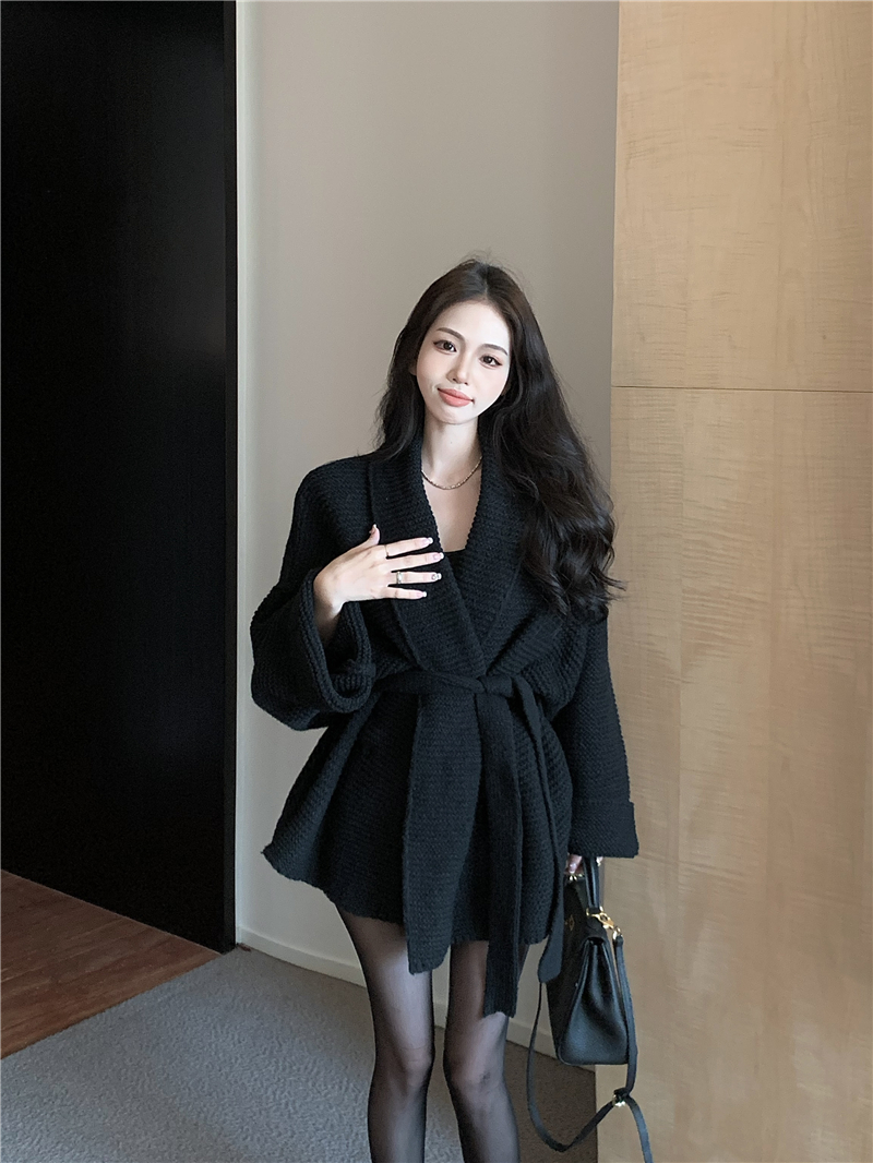 實拍 秋冬慵懶寬鬆毛衣外套開衫女新款長袖氣質上衣