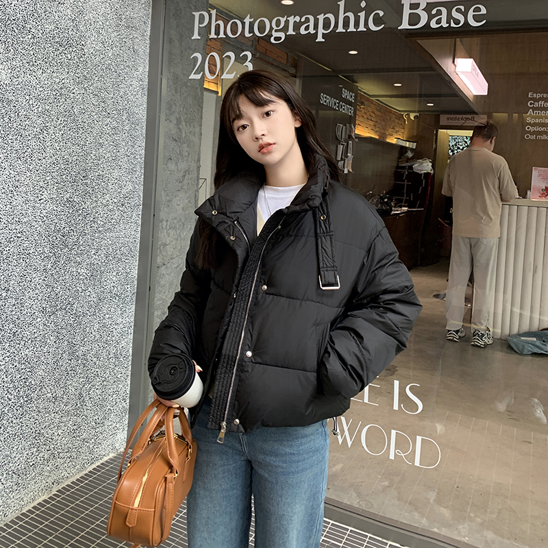 實拍2023新款韓版短款羽絨棉服女寬鬆學生小個子ins加厚棉衣外套