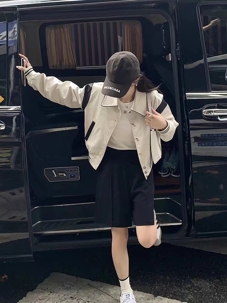 2023新款設計感撞色拼接小個子棒球服外套女早秋顯瘦夾克外套女裝