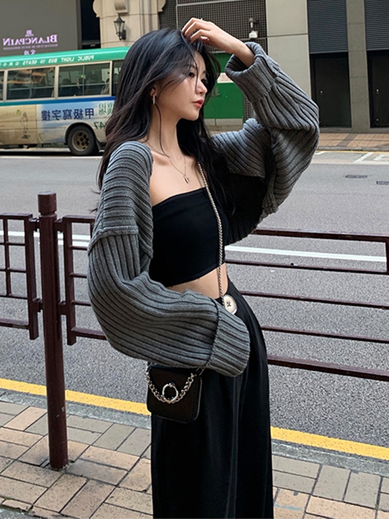 小披肩寬鬆慵懶風針織開衫女毛衣外套入秋短款上衣兩件套外搭早夏