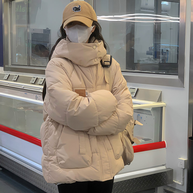 實拍羽絨服棉服女冬季2023新款工裝厚外套oversize麵包服棉襖外套