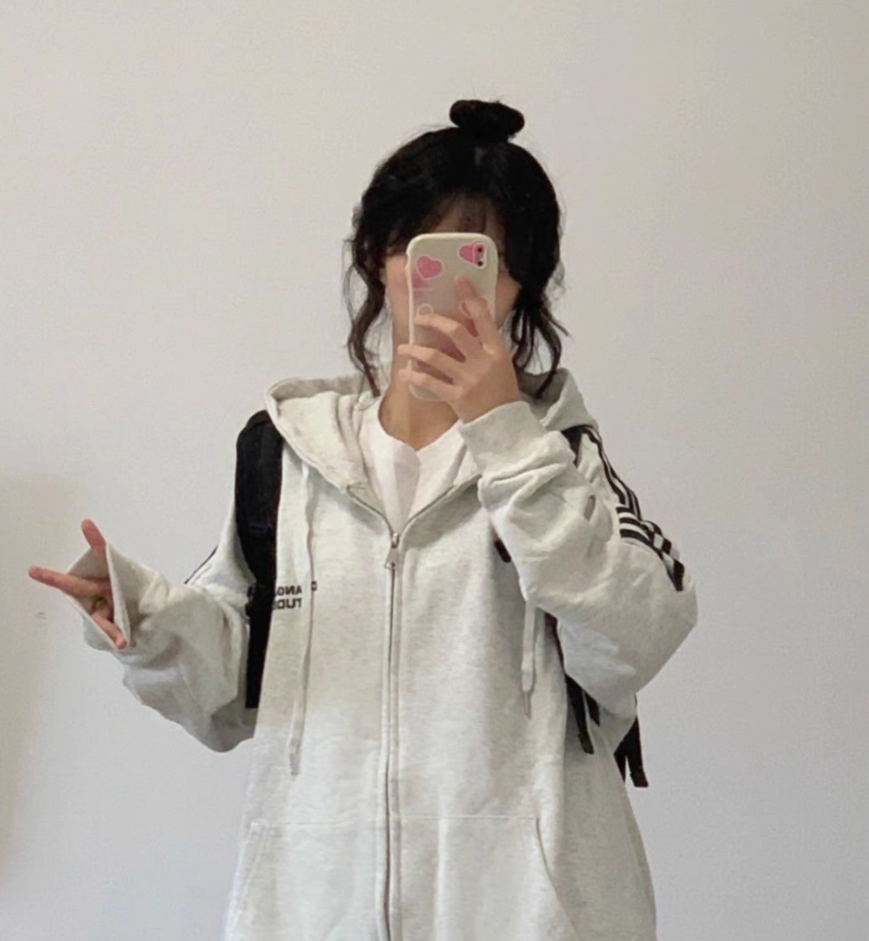 後包領雙層帽不起球配棉螺口 仿棉華棉複合310剋薄款衛衣女印花