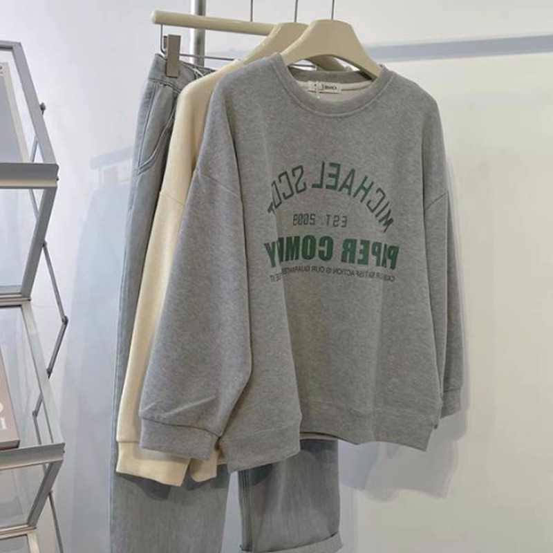 2023年新款時尚學生裝 秋裝薄款衛衣女大碼 後包領 拉肩線 M-XXXL
