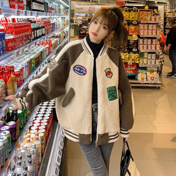 Jacket jacket for women autumn and winter 2023 new style lamb velvet design casual top temperament short baseball uniform trendy