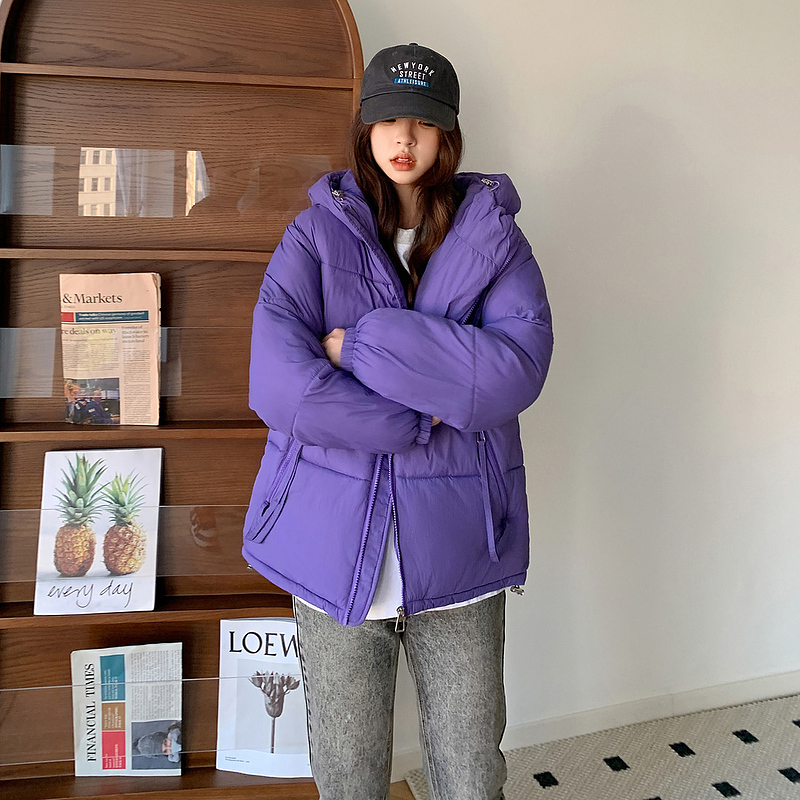 實拍 2023愛心短款羽絨棉服冬季新款男女情侶加厚小眾麵包服外套