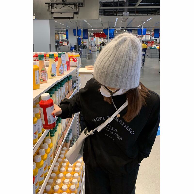2023年新款時尚休閒  秋裝薄款衛衣女大碼 後包領 拉肩線 M-XXXL