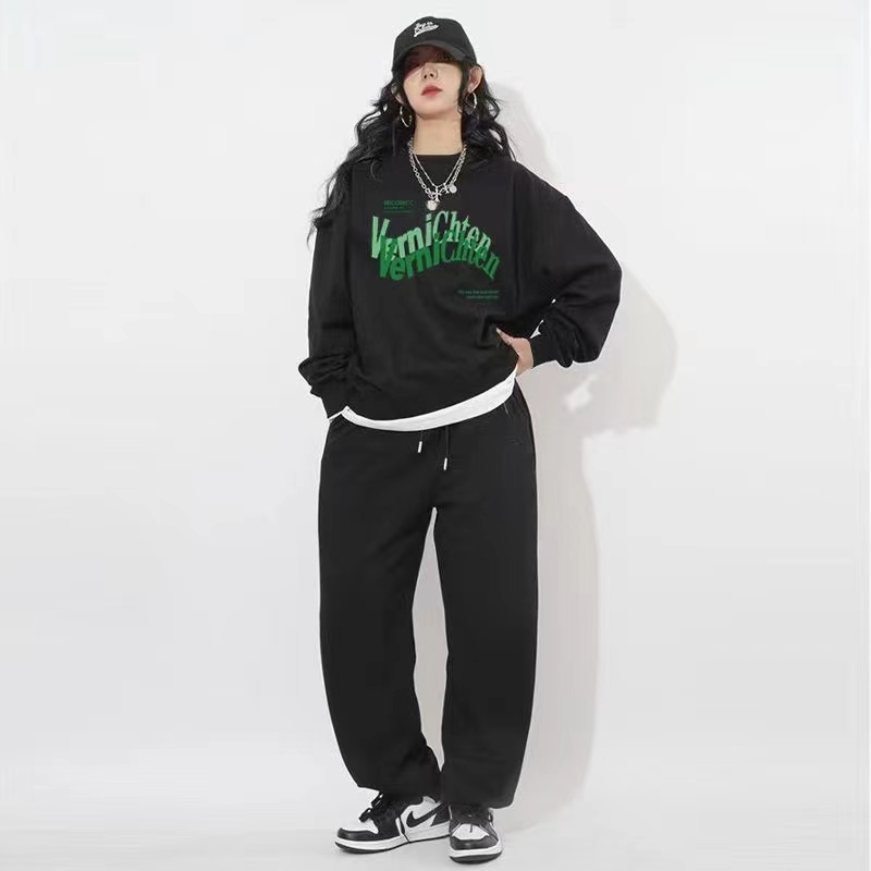 Casual sports suit for women in spring, autumn and winter, fashionable Internet celebrity street thin European style sweatshirt and sweatpants two-piece set
