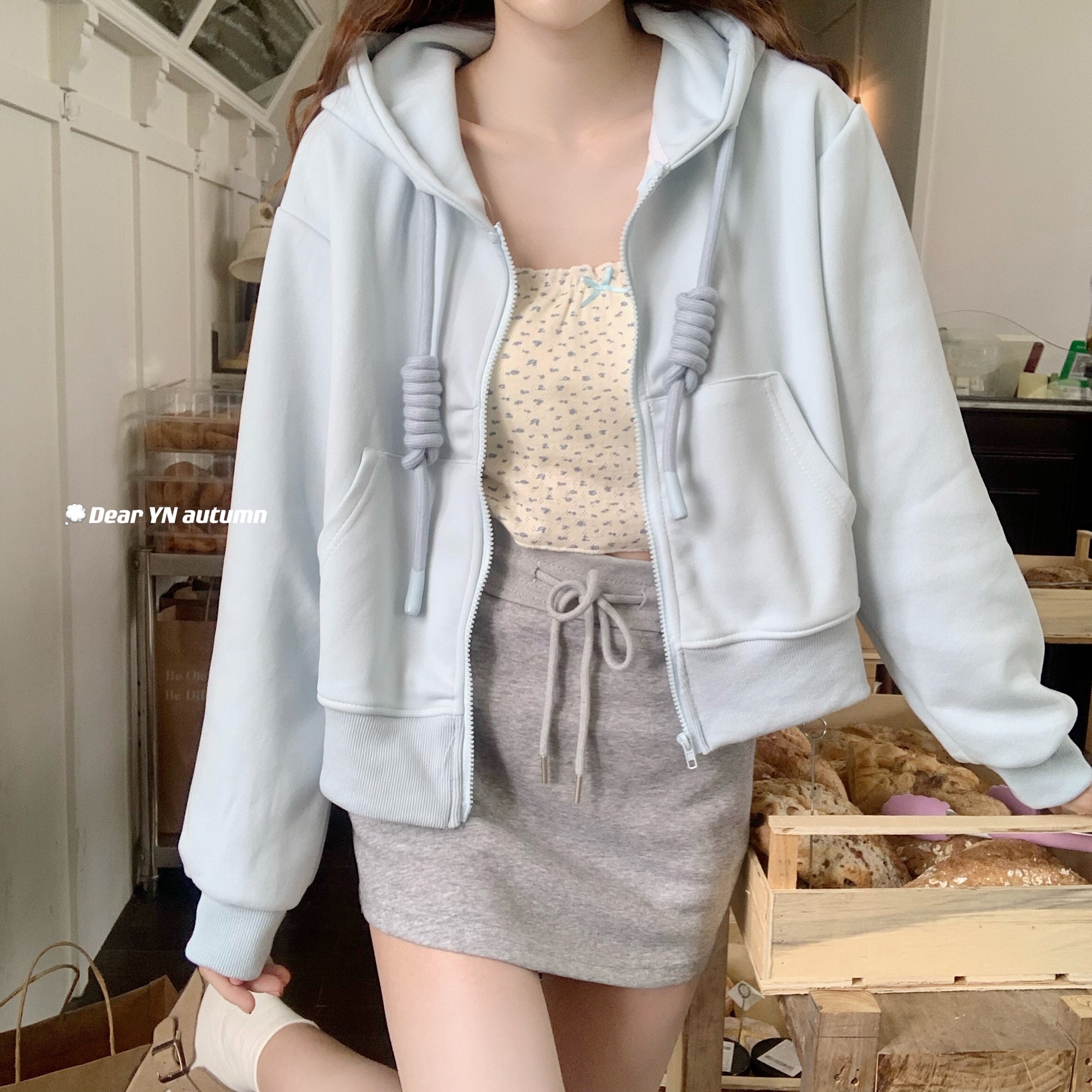 Double-layered hood with back collar, non-balling and cotton screw top, imitation cotton Chinese cotton composite 310g thin sweatshirt for women with hood