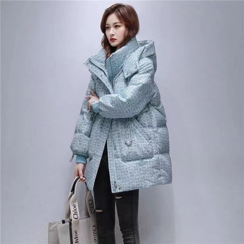 Duck and duck same style down jacket and cotton coat for women, fashionable waist, large size, small fragrance, thickened fashionable cotton coat, mid-length coat