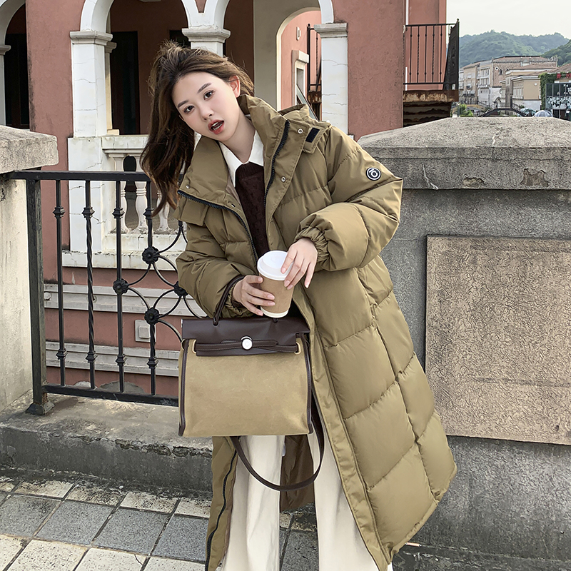 實拍羽絨服bf棉服女冬季中長款過膝韓版寬鬆學院風加厚休閒棉衣潮