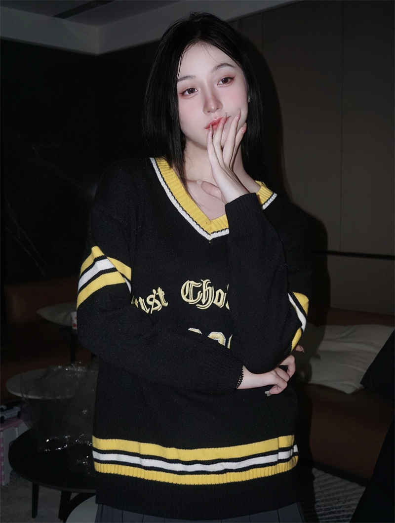 2023實拍新款針織衫女韓國東大門網紅同款GLYP潮牌休閒毛衣女
