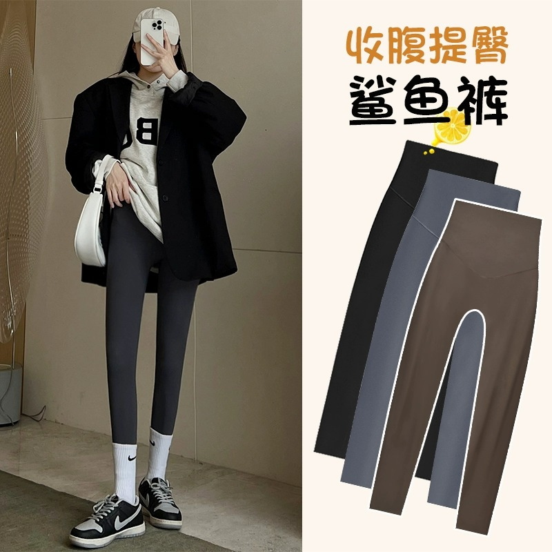 Quality Shark Pants Plus Velvet Leggings Women's Autumn and Winter Outerwear Belly Controlling Barbie Pants Large Size Yoga Pants