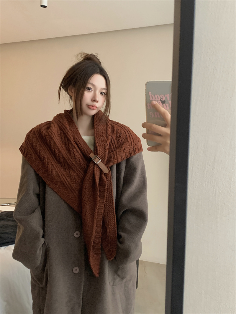 實拍  披肩斗篷女針織三角巾外搭披風小披肩式上衣秋冬坎肩
